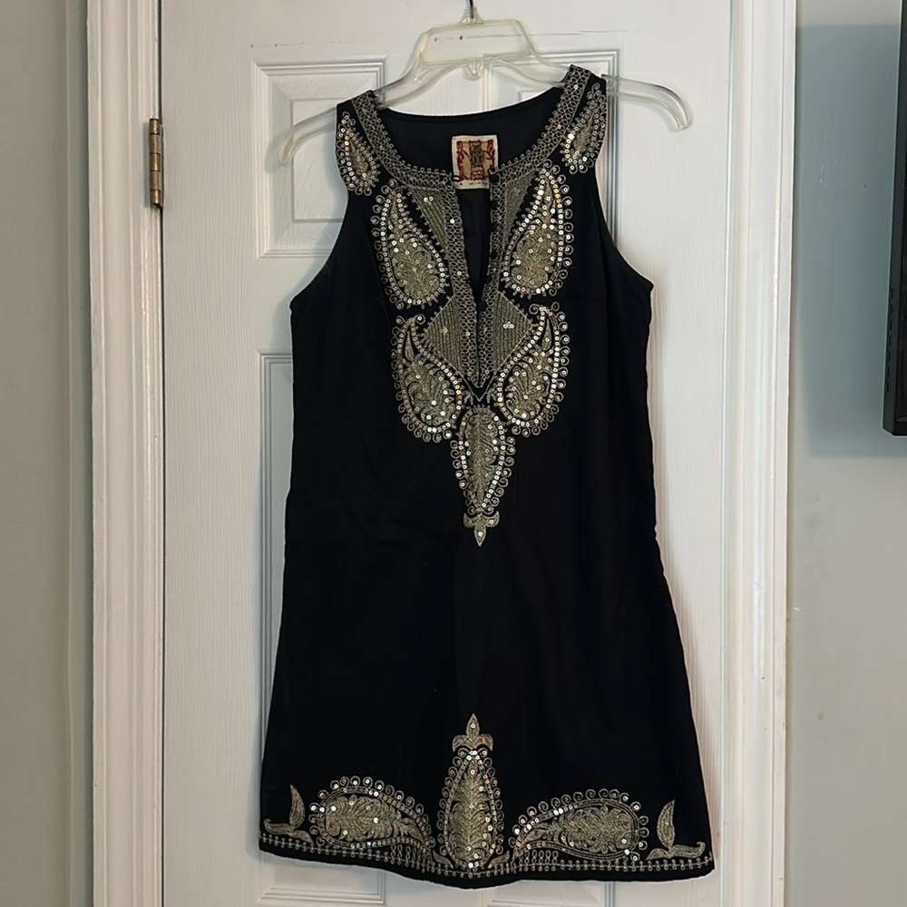 Free people black and gold sequin dress
